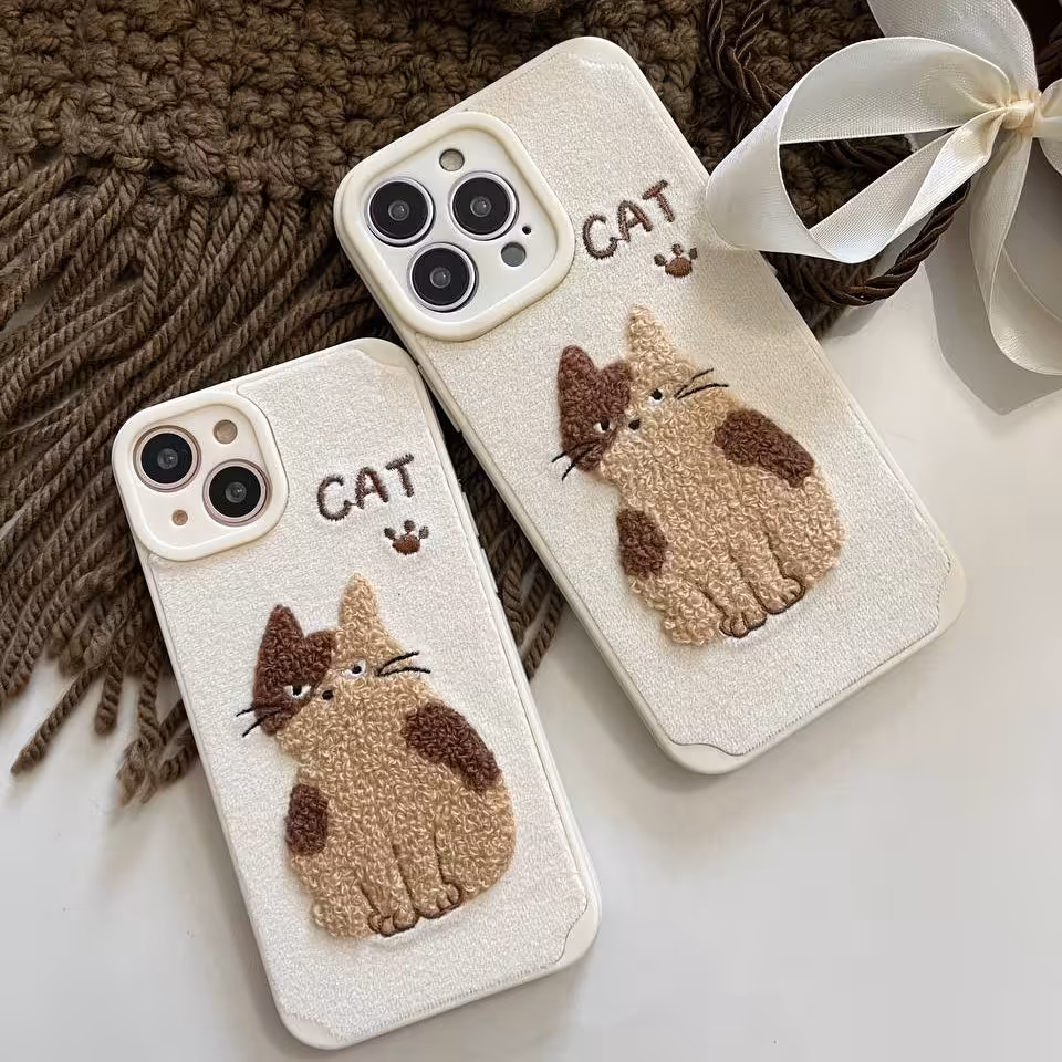 قاب گوشی پیشی پشمی (گربه) محافظ لنز دار برای آیفون 