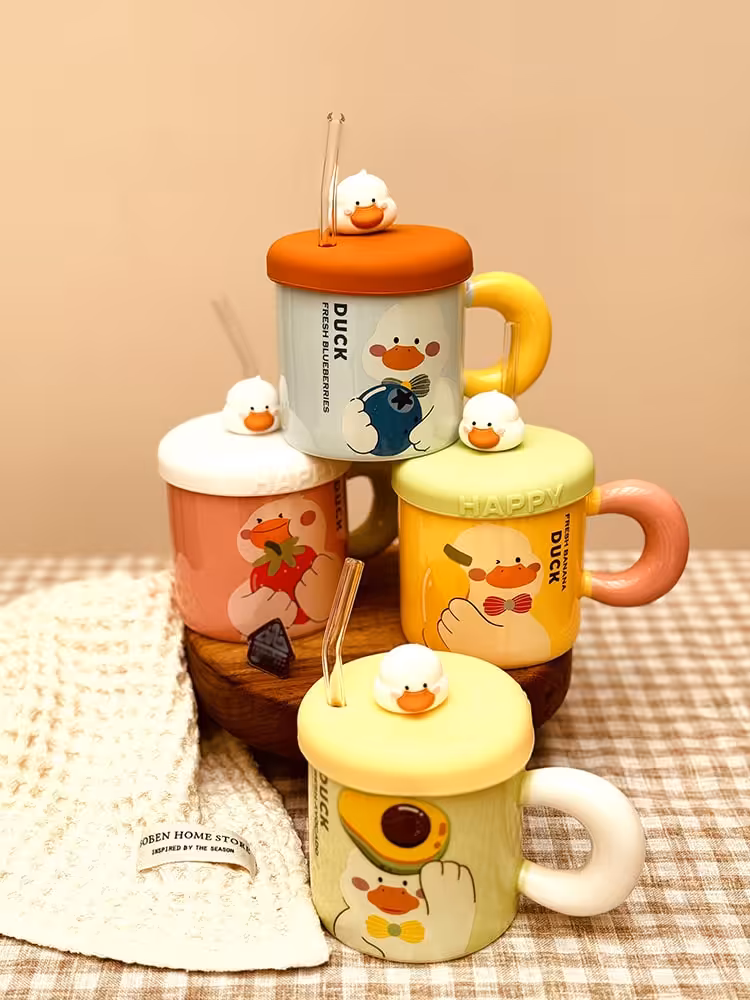 ماگ اردک درب سیلیکونی نی دار کد001765