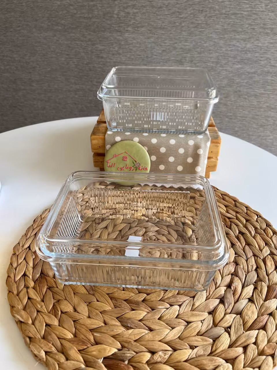 شیرینی خوری شیشه ای لیمون مدل مستطیل کد 2260