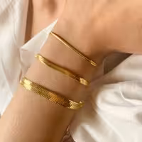 دستبند استیل هرینگبون طلایی و نقره ای در سایزهای مختلف