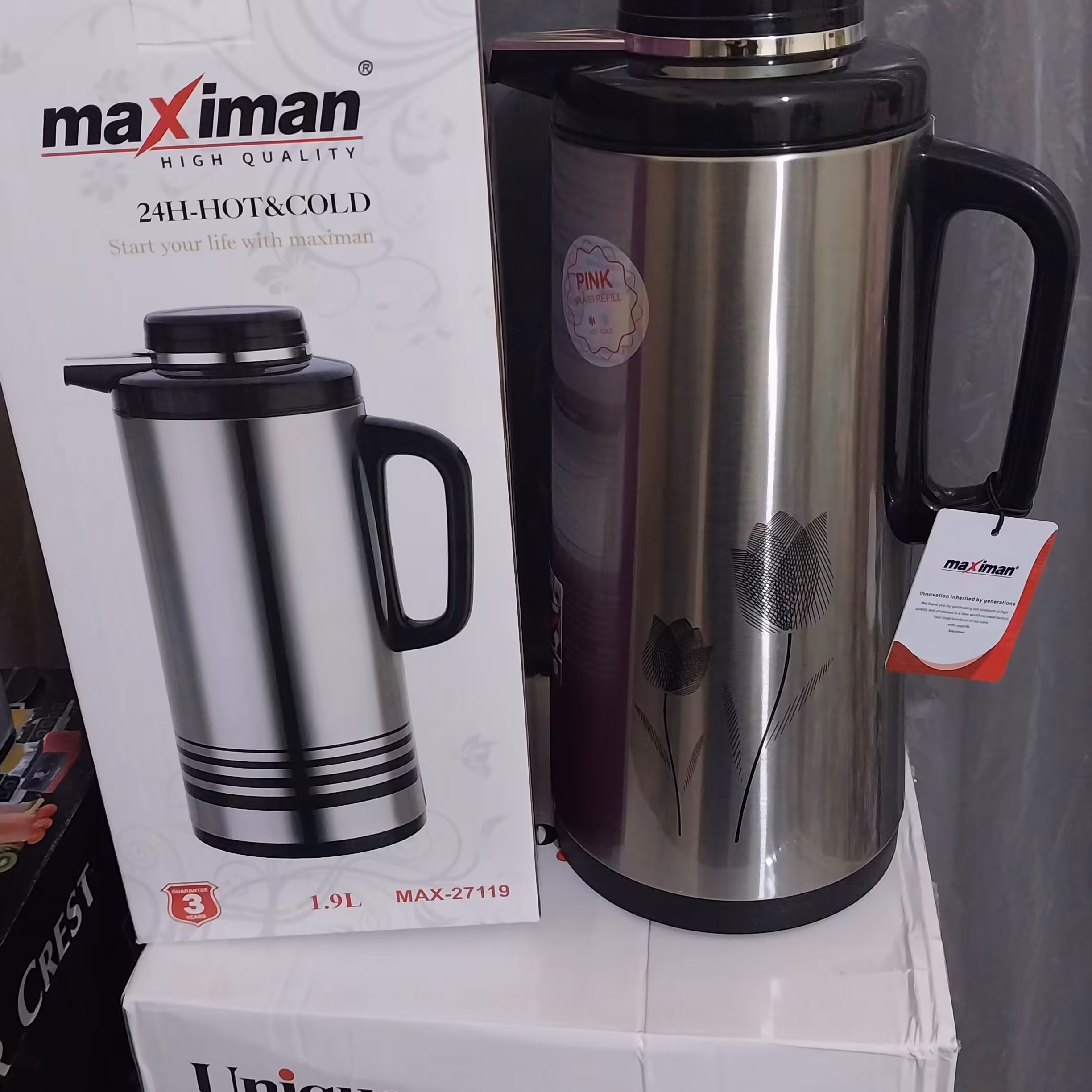 فلاکس  استیل شیشه صورتی اصل و بسیارعالی