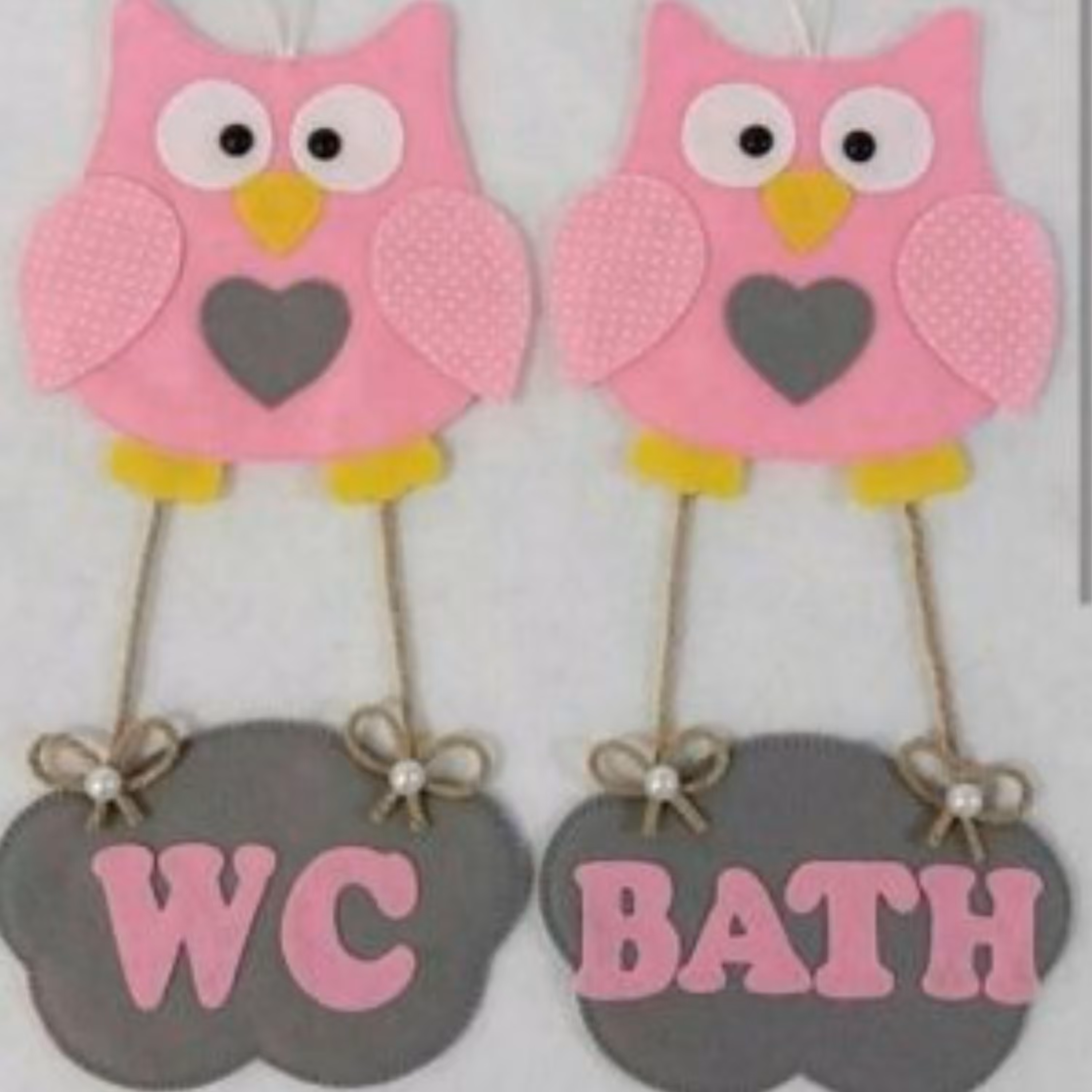 آویز درب سرویس بهداشتی نمدی ( طرح جغد 6 )