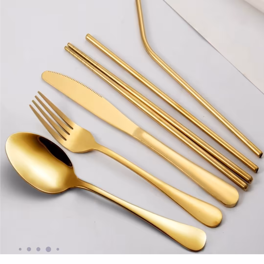 سرویس قاشق چنگال مسافرتی طلایی-سرویس قاشق چنگال استیل-سرویس قاشق چنگال رز گلد