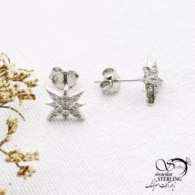 گوشواره نقره ایتالیا طرح ستاره با کد 13410