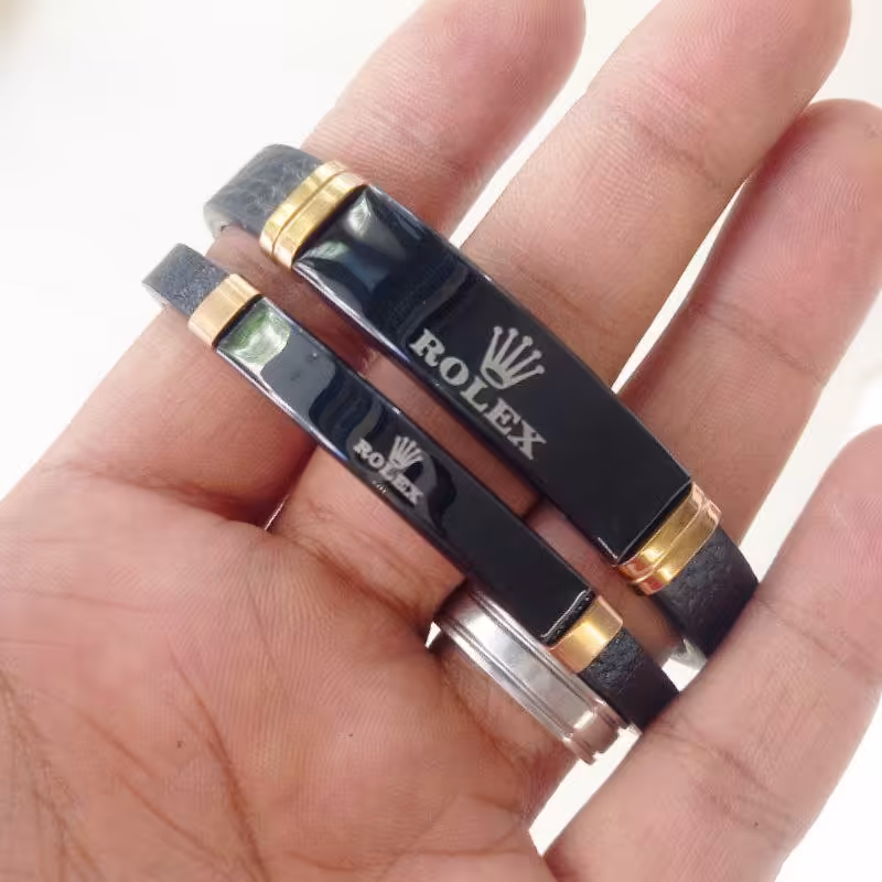 ست دستبند چرمی مارک رولکس رزگلد