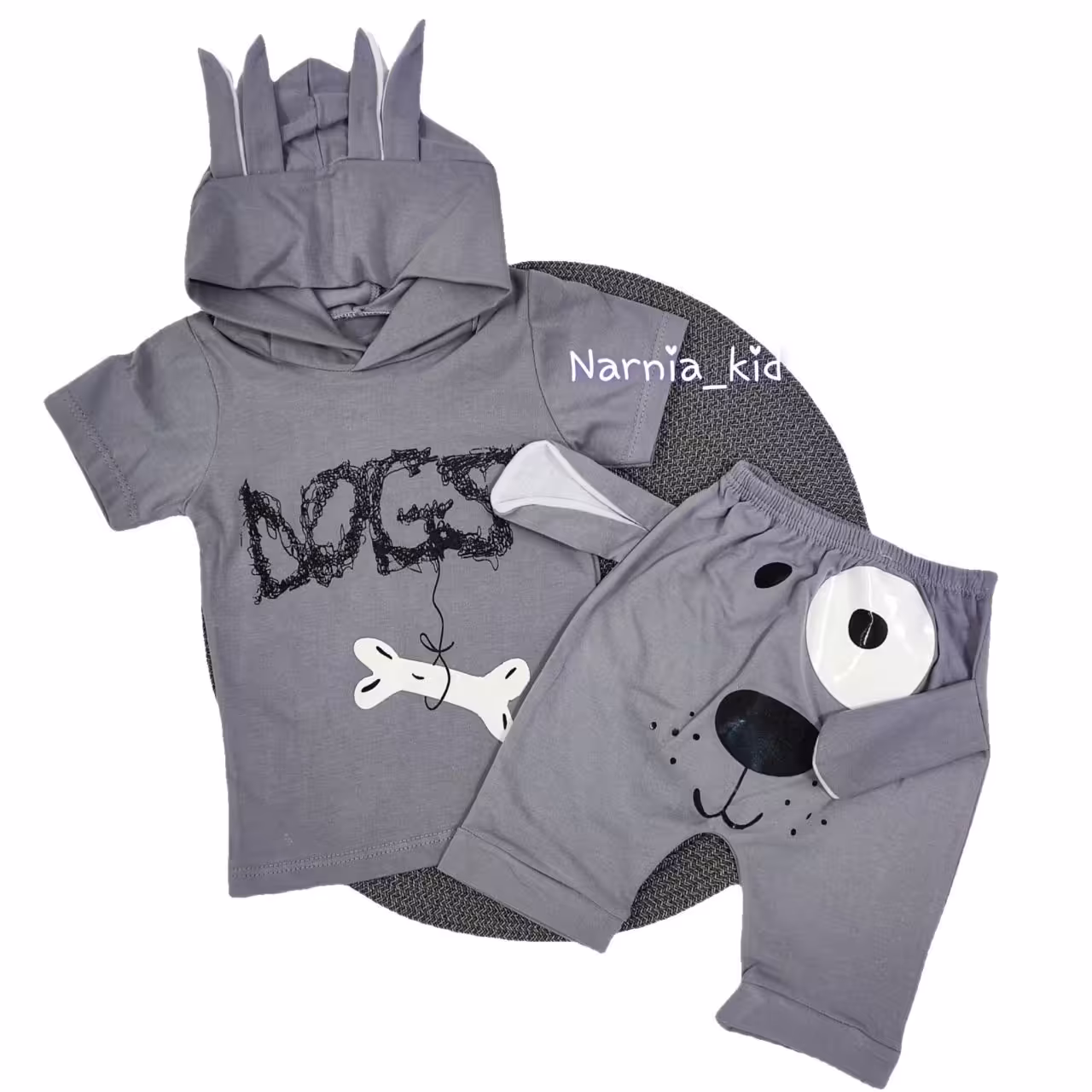 تیشرت شلوارک نوزادی از 6 ماه تا دو سال طوسی