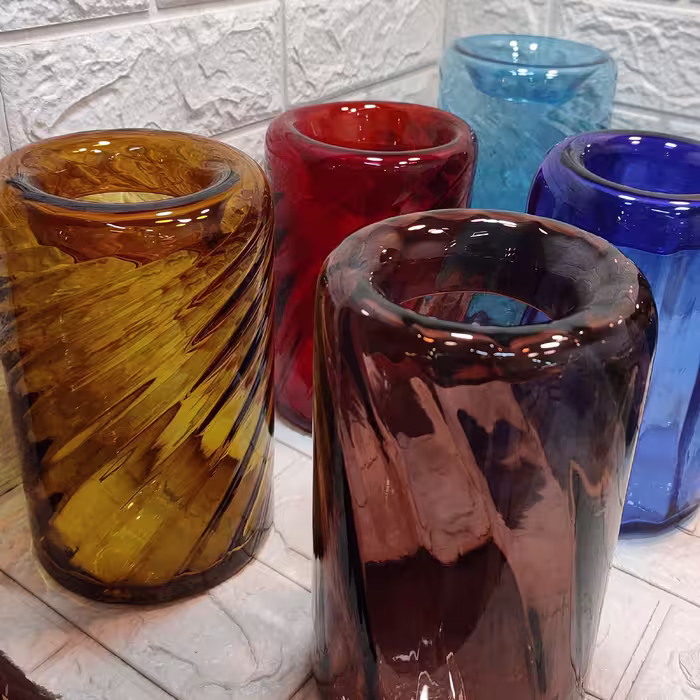 گلدان شیشه ای استوانه ای 20سانتی