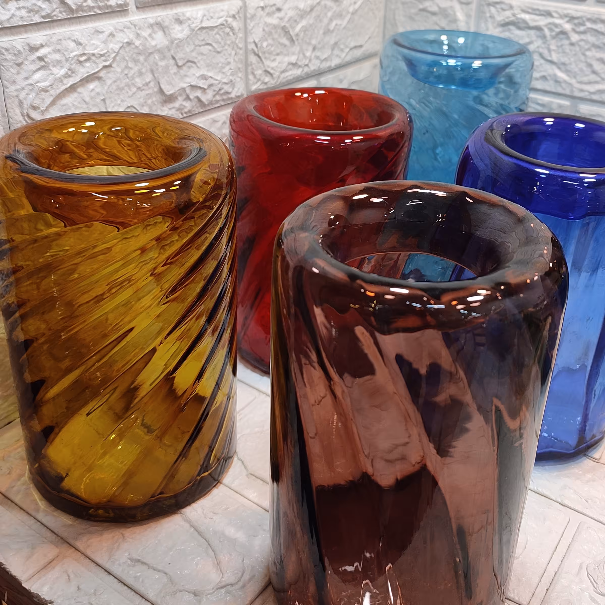 گلدان شیشه ای استوانه ای 20سانتی