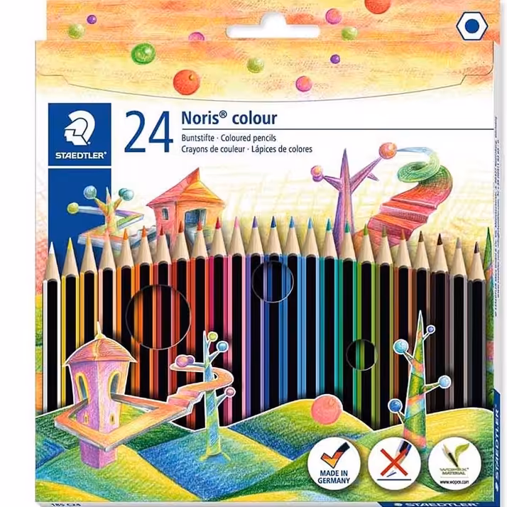 مداد رنگی 24 رنگ استدلر مدل Noris جعبه مقوایی