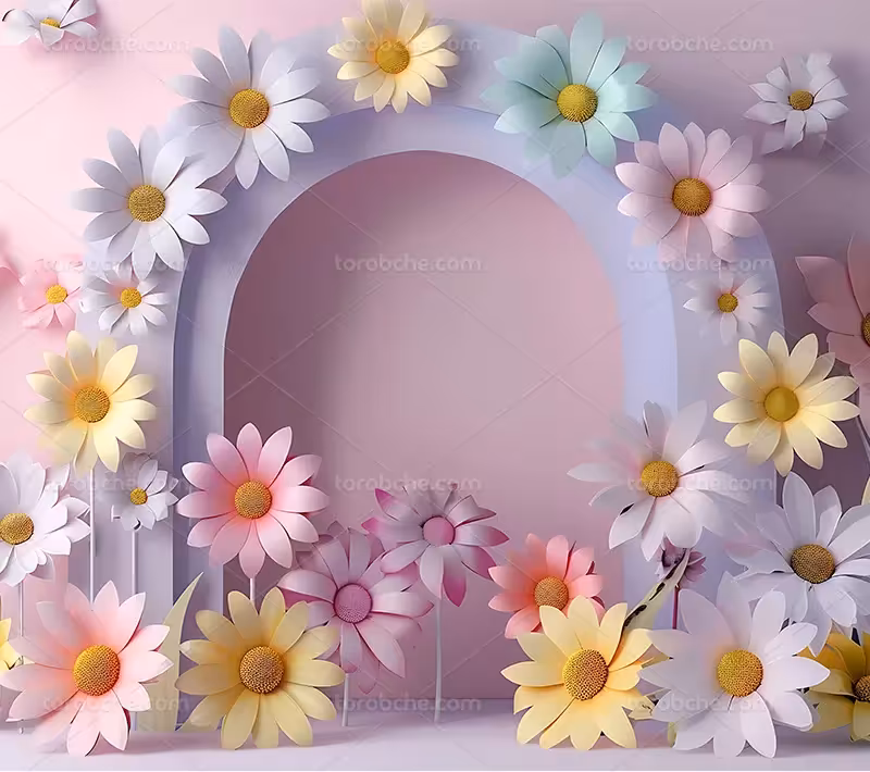 بک دراپ عکاسی با گل های زرد و صورتی | گرافیک با طعم تربچه