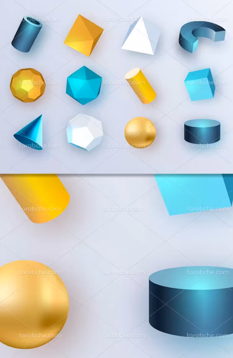 وکتور اشکال هندسی سه بعدی | گرافیک با طعم تربچه