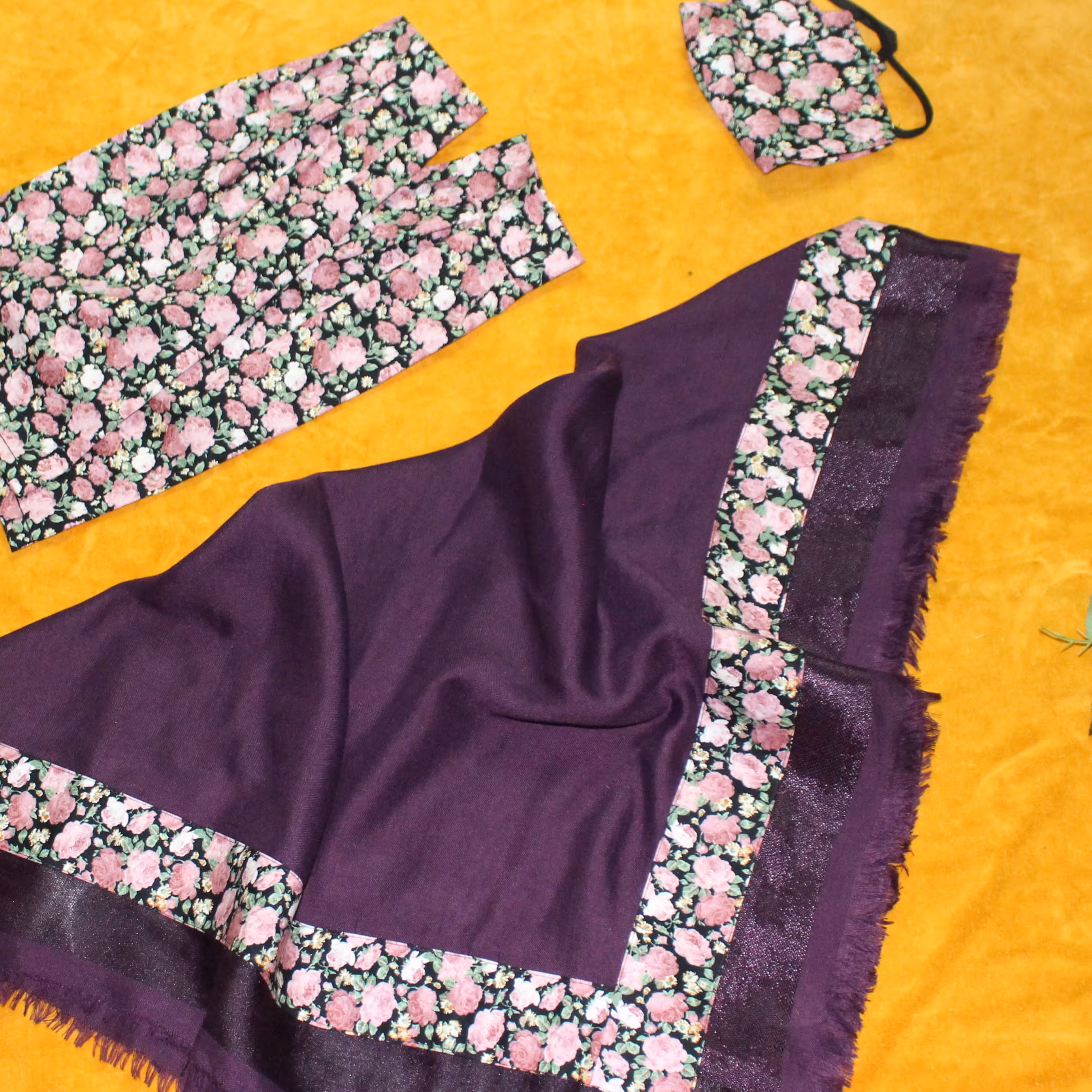 ست روسری ماسک و ساق دست(آستینک )بنفش