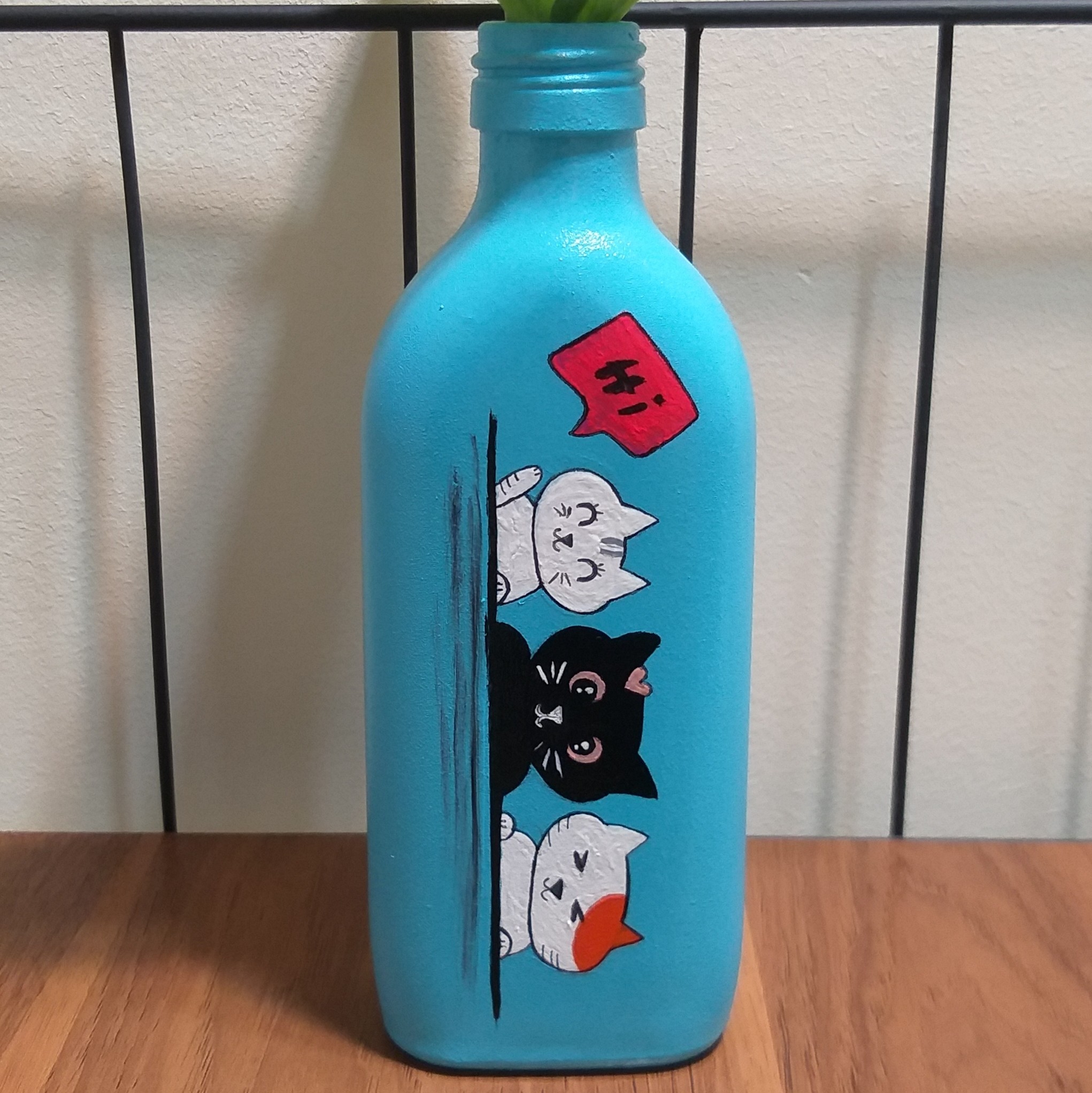 گلدان شیشه ای دکوراتیو طرح گربه طراحی دستی کدG-4044