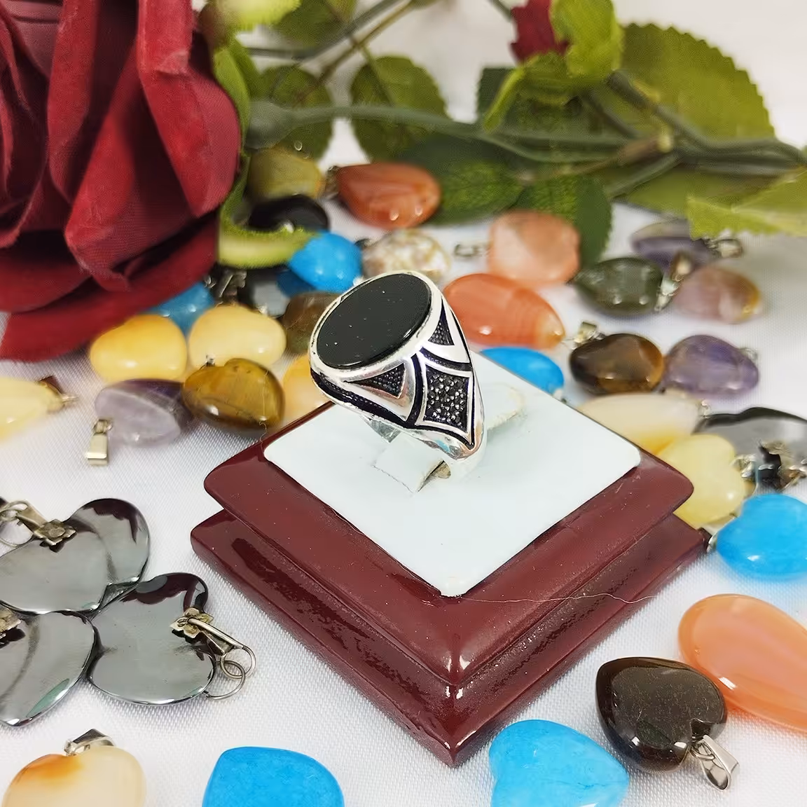 انگشتر نقره مردانه عقیق مشکی  سلین کالا  کد 11806582