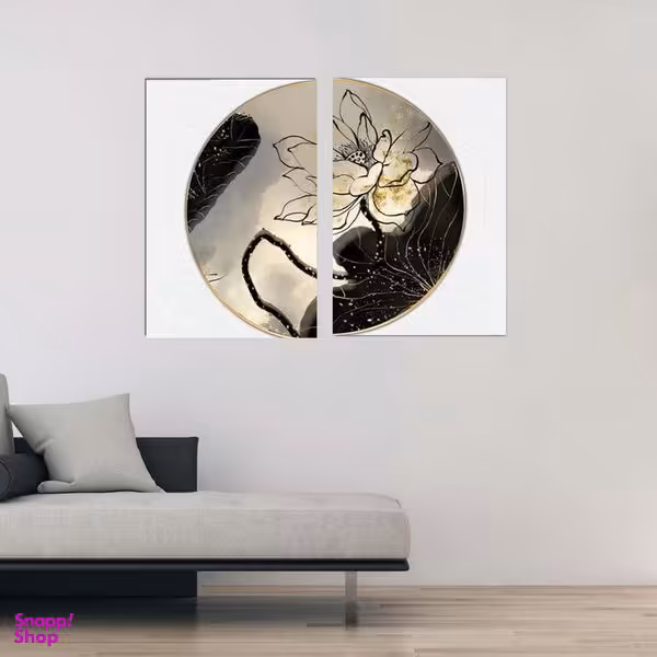 تابلو شاسی بکلیت طرح مدرن نیم دایره گل مدل SH-1856 مجموعه 2 عددی