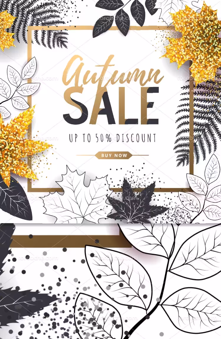 بنر فروش پاییزه طرح برگ طلایی | گرافیک با طعم تربچه