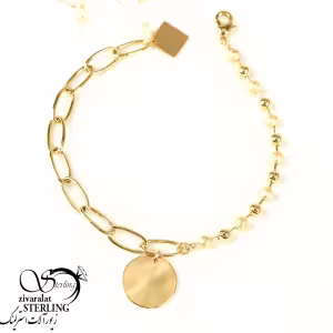 دستبند زنجیری آویز گرد برند ژوپینگ کد 10342