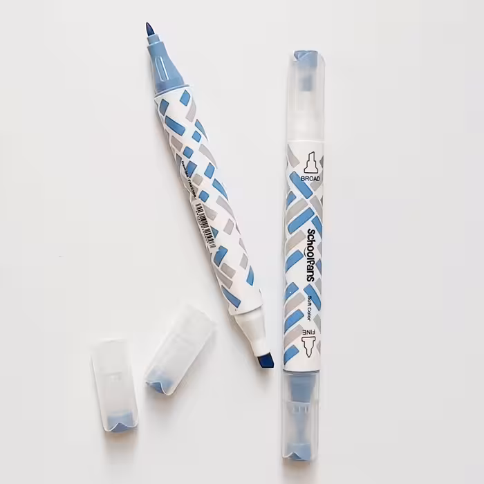 ماژیک هایلایتر  دوسر  رنگ آبی   نوک نمدی برند اسکول فنس