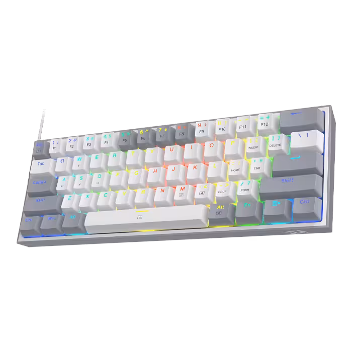 مشخصات قیمت و خرید کيبورد گیمینگ ردراگون مدل Redragon Fizz K617 رنگ سفید طوسی