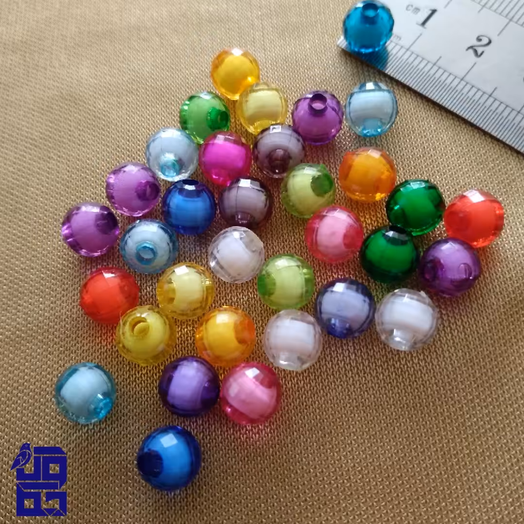 مهره شیشه ای رنگارنگ سایز 8 پک 25 عددی