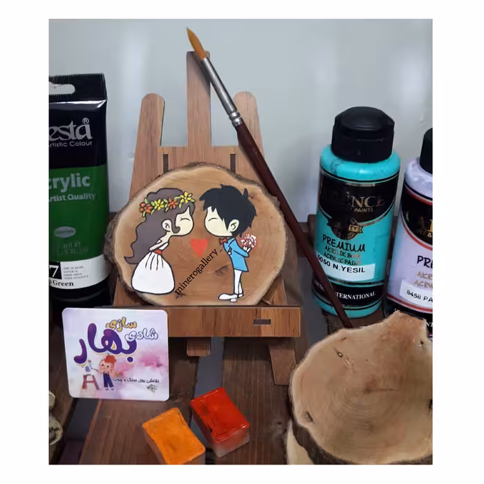 نقاشی روی چوب  عروس و داماد