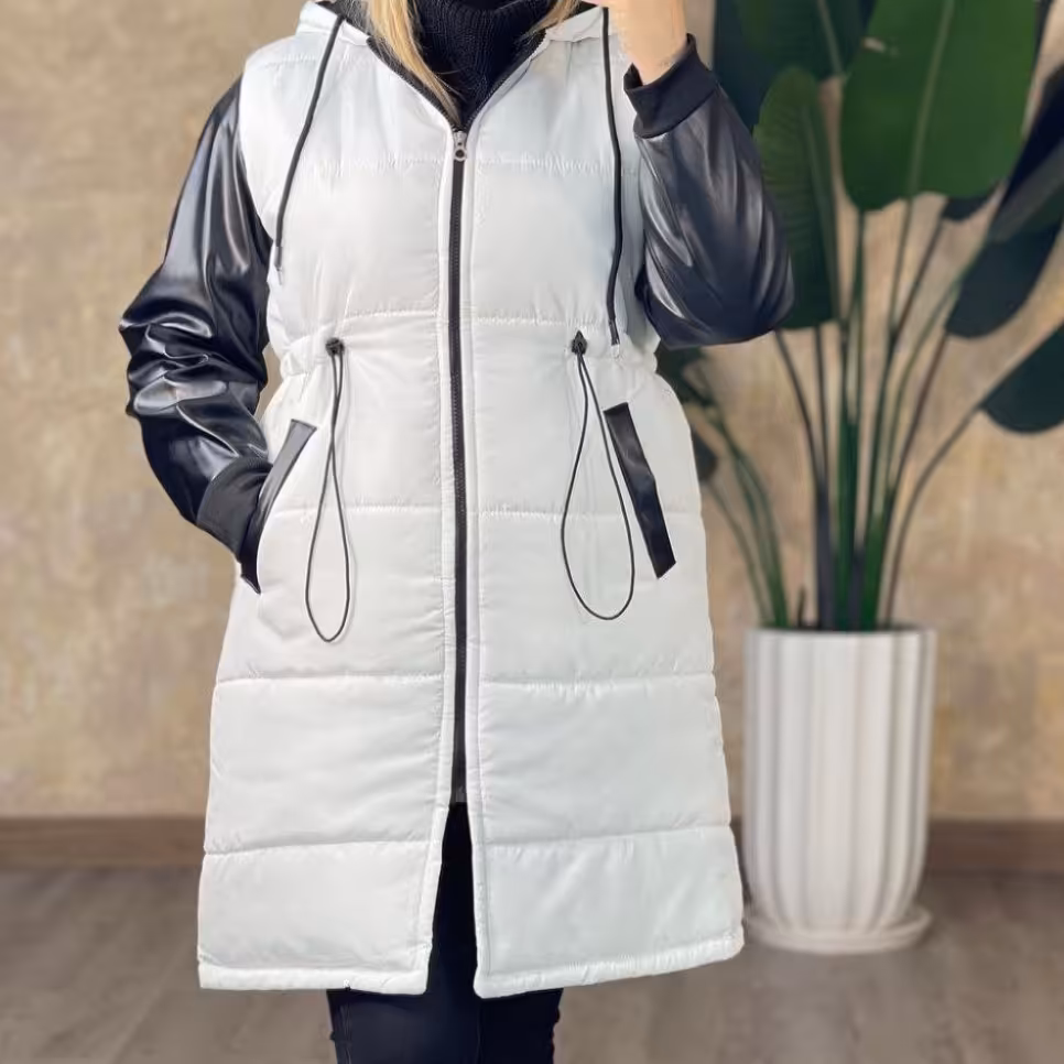 کاپشن آستین چرم