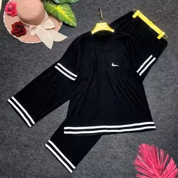 ست تیشرت و شلوار ویسکوز پنبه اعلا کشی قواره دار دونواره