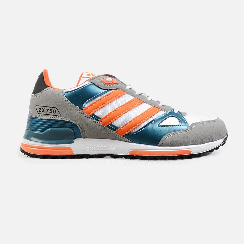 کفش کتانی سفید آبی نارنجی آدیداس adidas ZX 750 مدل 2002