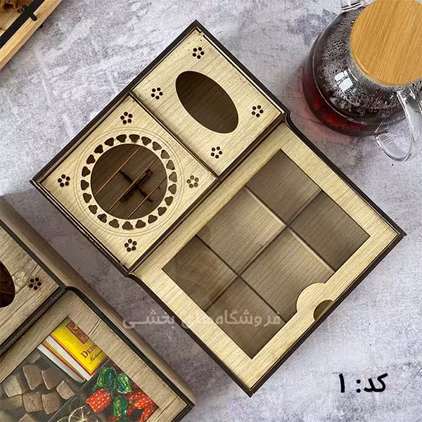 جعبه تی بگ چوبی مدل وارمردار مستطیل