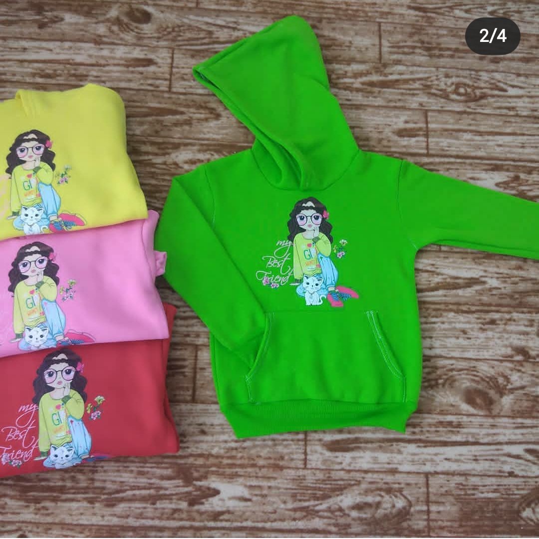 هودی دخترانه کلاهدار چاپی