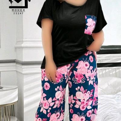 ست تیشرت و شلوارکگل گلی سایزبزرگ25147