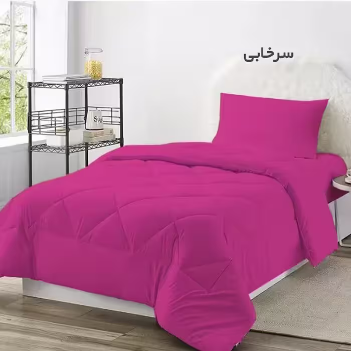 سرویس روتختی چیداری مدل تک رنگ یک نفره سه تکه رنگ سرخابی عرض 120