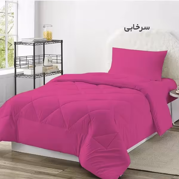 سرویس روتختی چیداری مدل تک رنگ یک نفره سه تکه رنگ سرخابی عرض 120