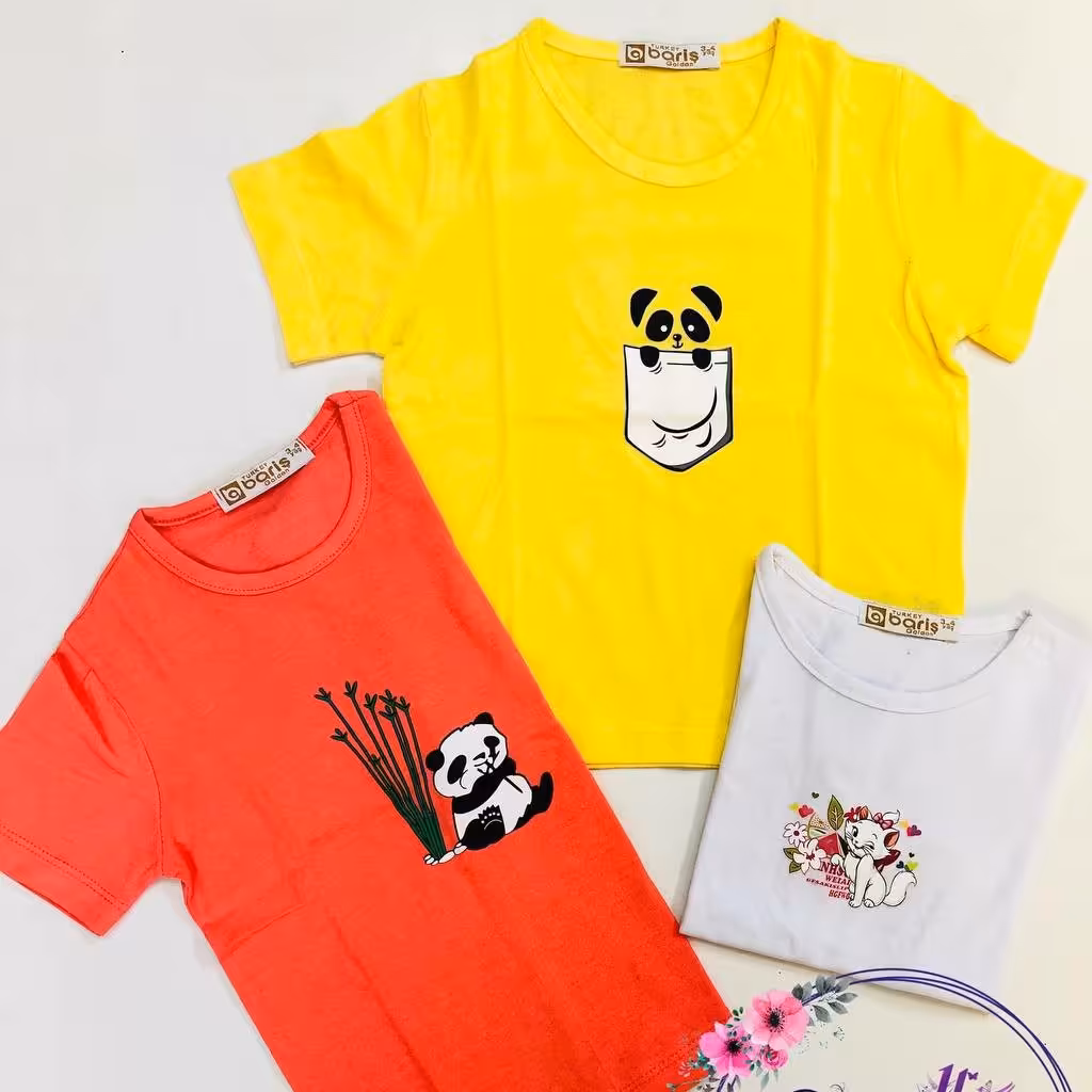 تیشرت بچگانه  دخترانه و پسرانه کتان نخ درجه یک وارداتی سن 3سال و 4سال 