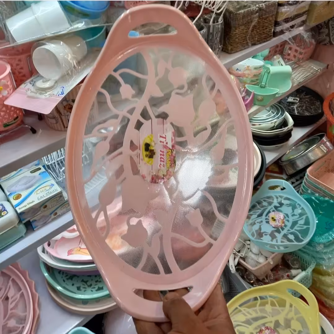 سینی پلاستیکی بیضی طرح ژاکارد در پلاسکو دهقان 