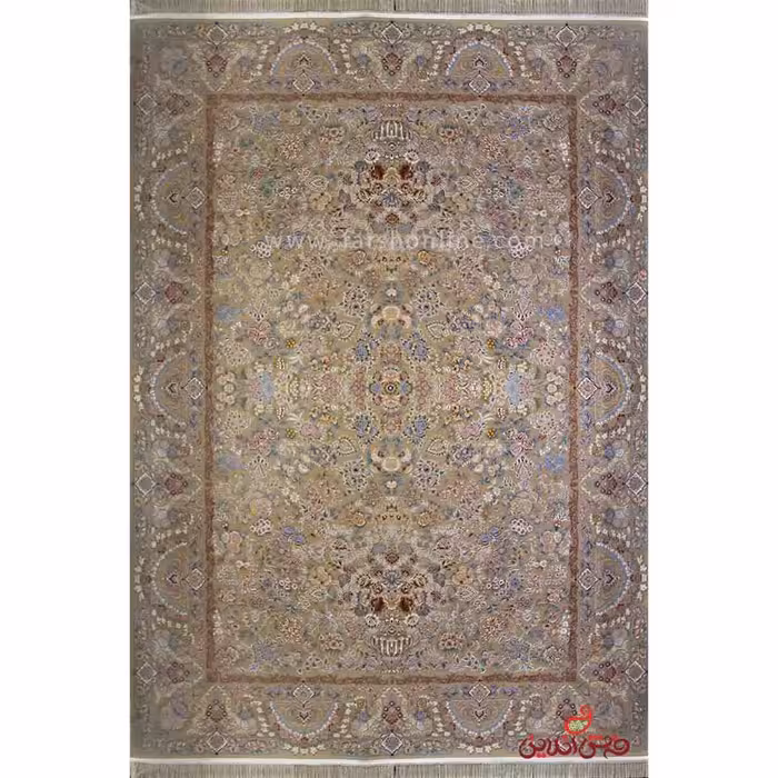 فرش  ماشینی ساوین طرح باغ لرزان بژ
