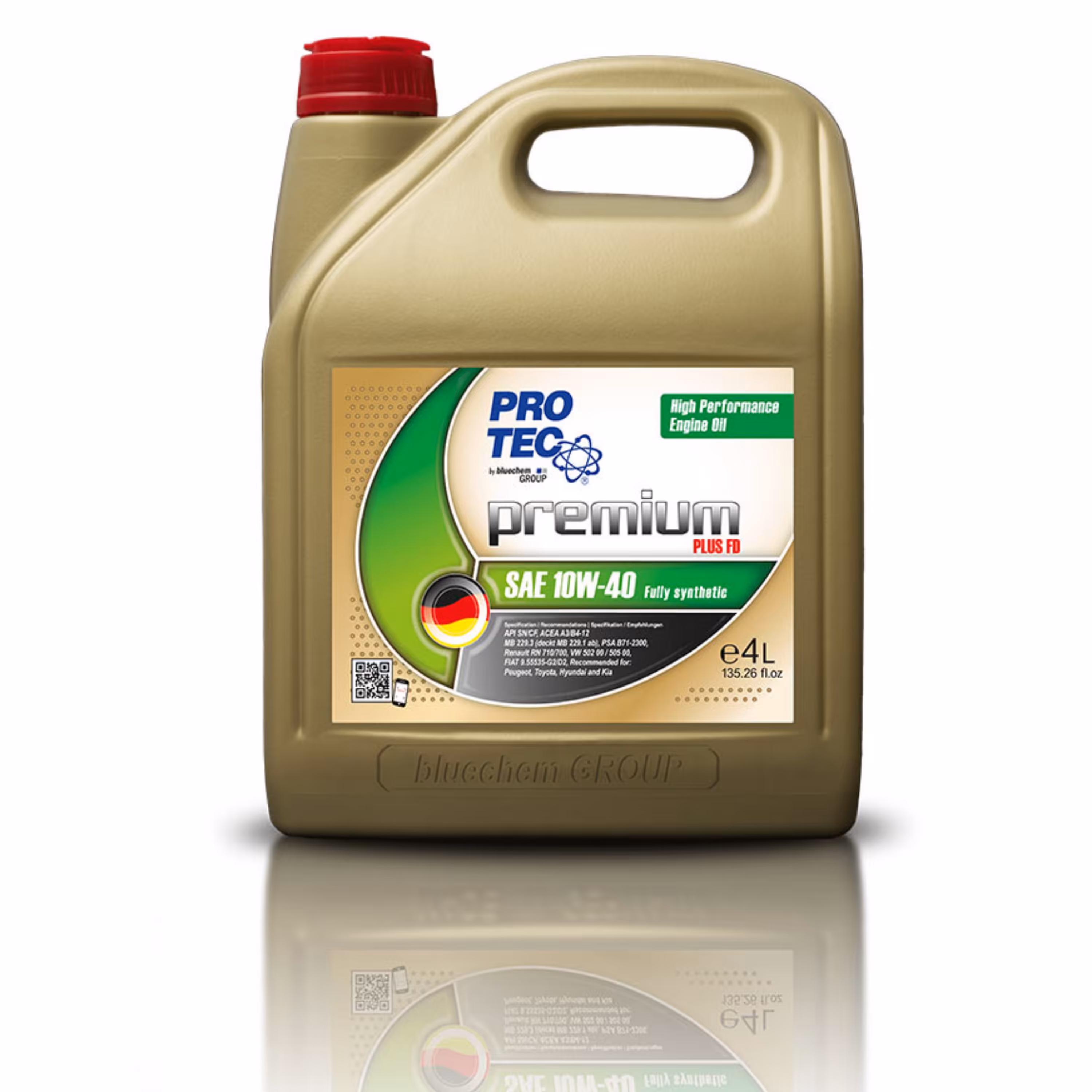 روغن موتور 10W40  SN  protec  پروتک آلمان فول سینتتیک چهار لیتری 