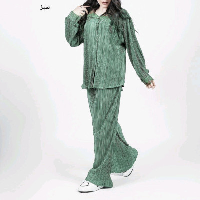 ست مانتو شلوار پلیسه ساتن پلیسه63882