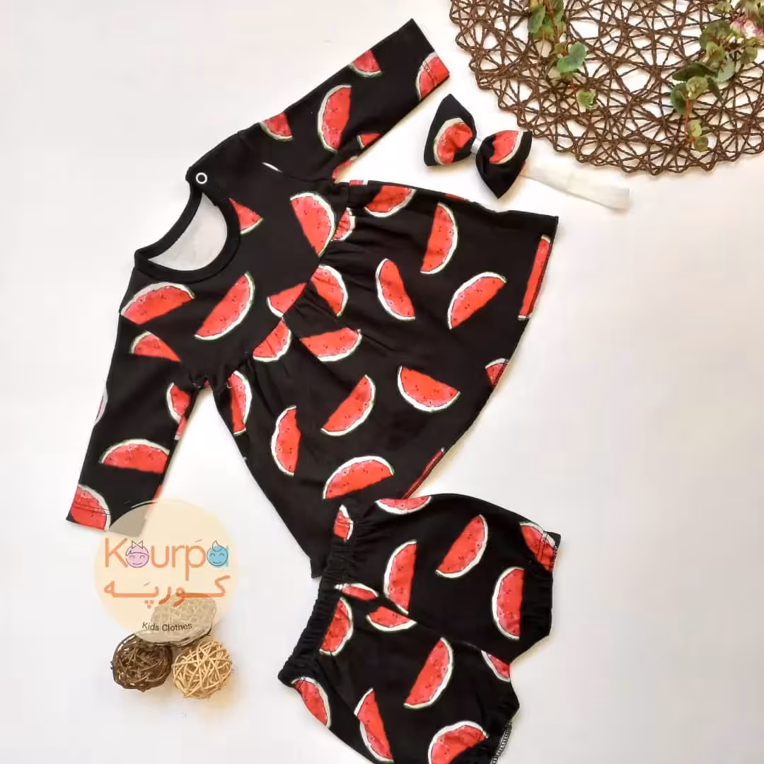 ست سه تیکه پیراهن یلدایی دخترانه