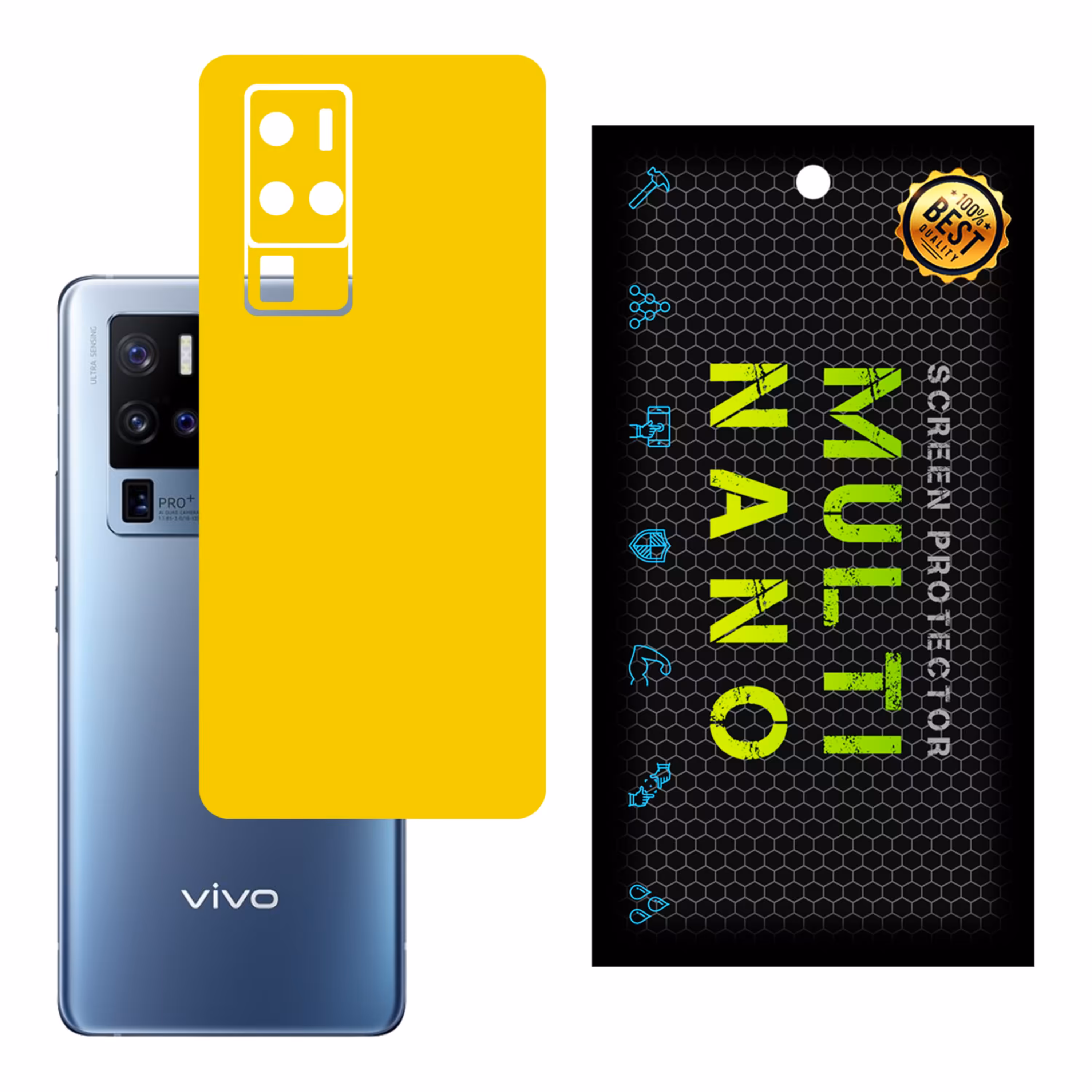 برچسب پوششی MultiNano مدل X-F1M-Yellow برای پشت موبایل ویوو X50 Pro Plus