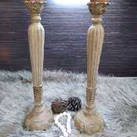 شمعدان پلی استر  ارتفاع پنجاه سانت پتینه شده  ست دو تایی  کنار سالنی 