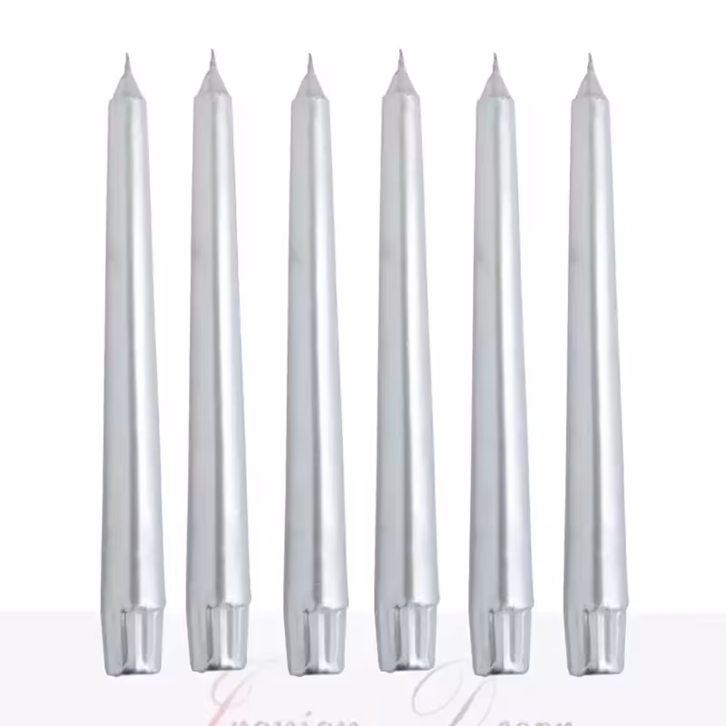 2عدد شمع  نقره ای شاین مناسب شمعدان و تزیین