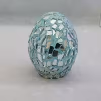 تخم مرغ هفت سین  سفالی آینه کاری رنگ آبی کمرنگ