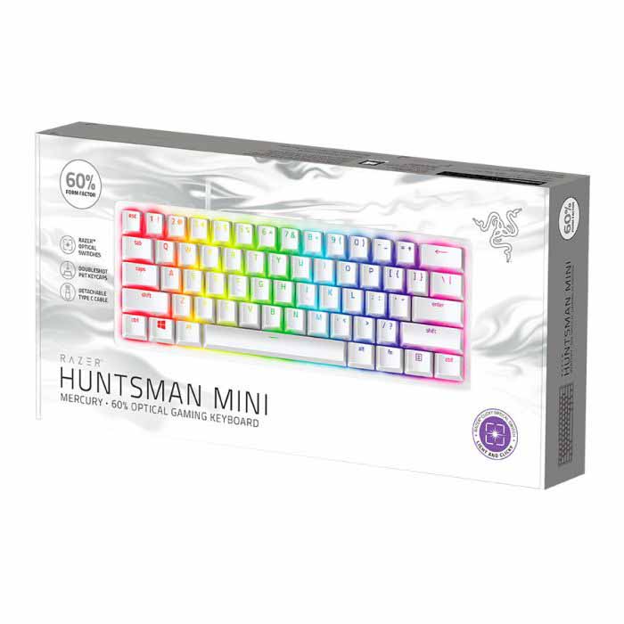 کیبورد بازی ریزر Keyboard RAZER HUNTSMAN Mini Clicky Purple Switch Mercury Edition