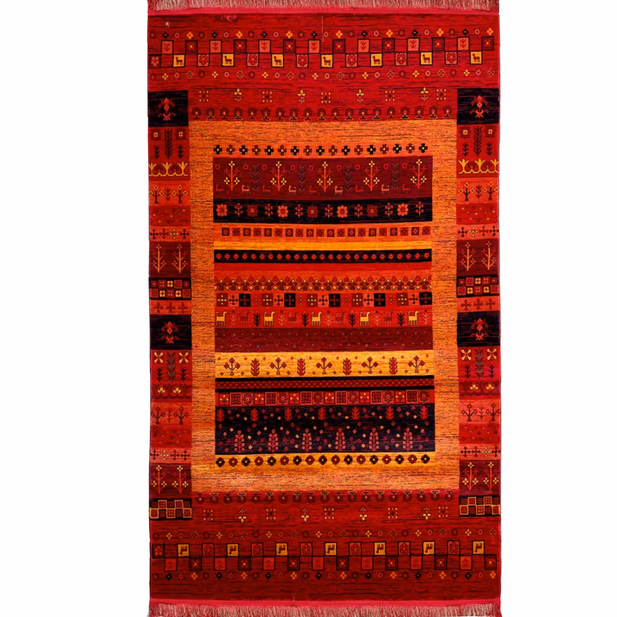 فرش ماشینی هیوا کد 1.00087 زمینه لاکی