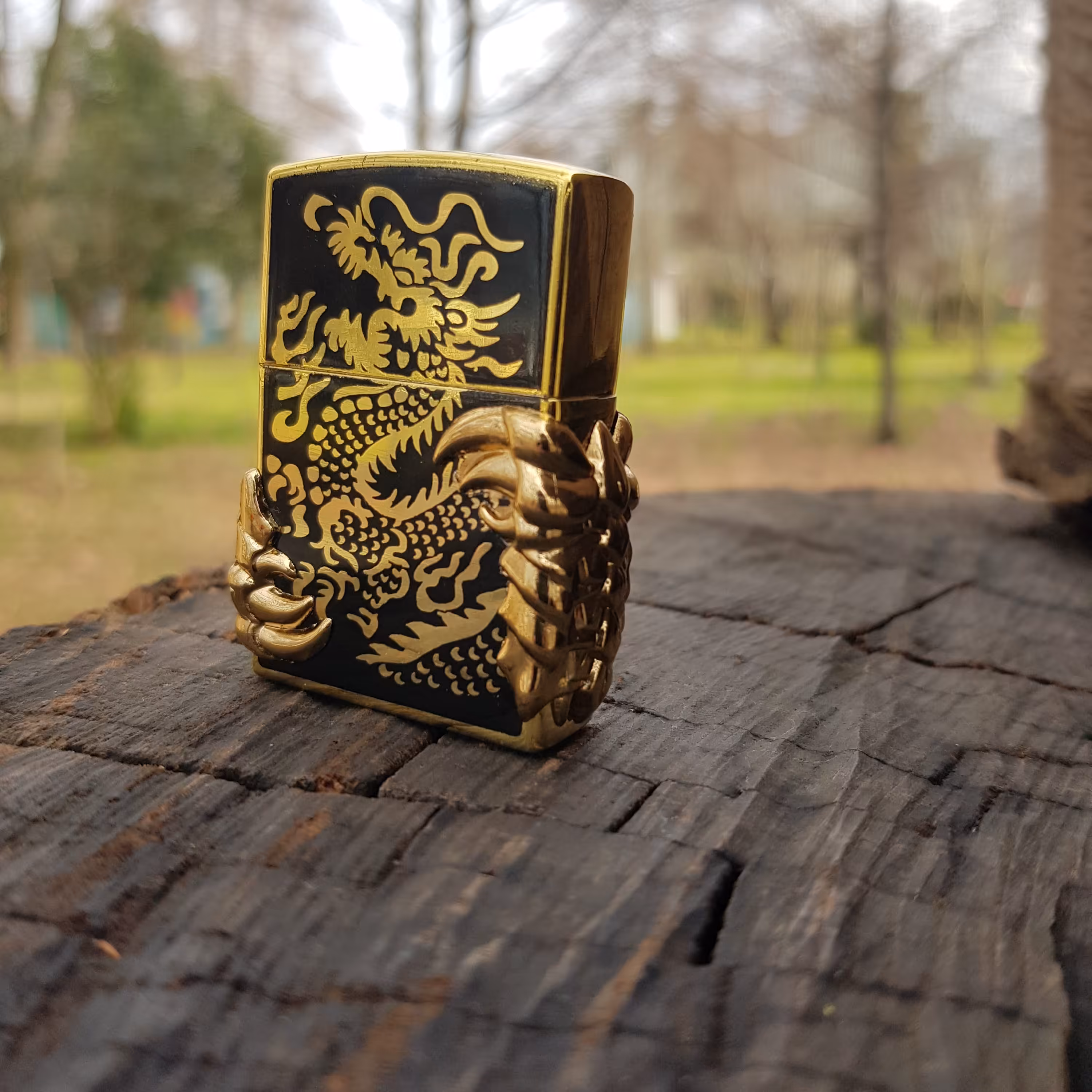 فندک اژدها مشکی طلایی