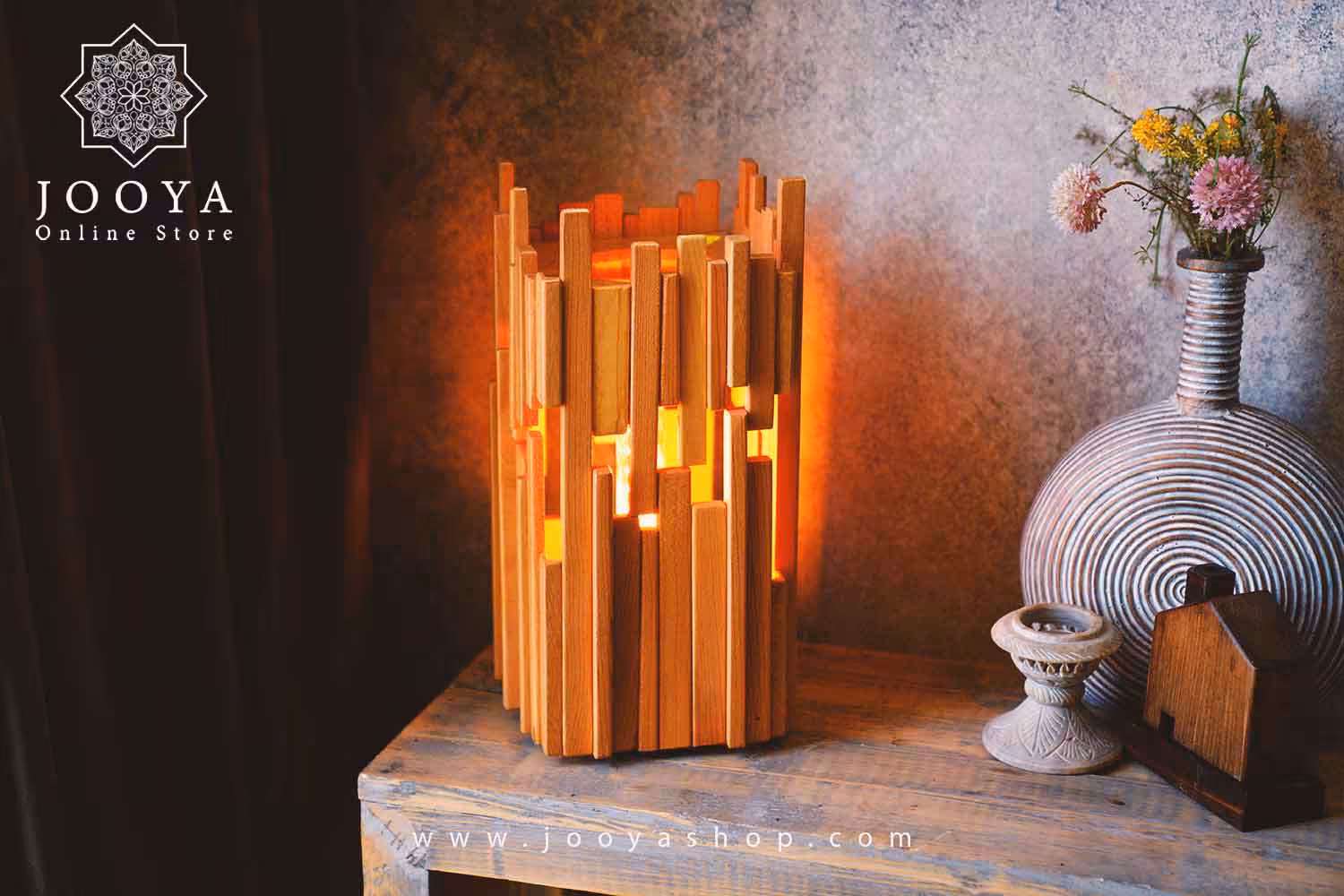 لوستر آباژور چوبی شبنم