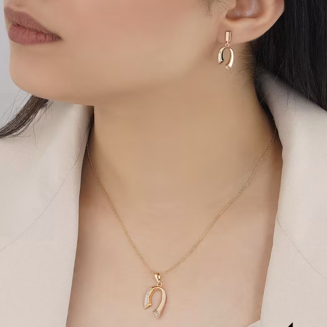 نیم ست ژوپینگ گردنبند و گوشواره طرح شانس بدون زنجیر 