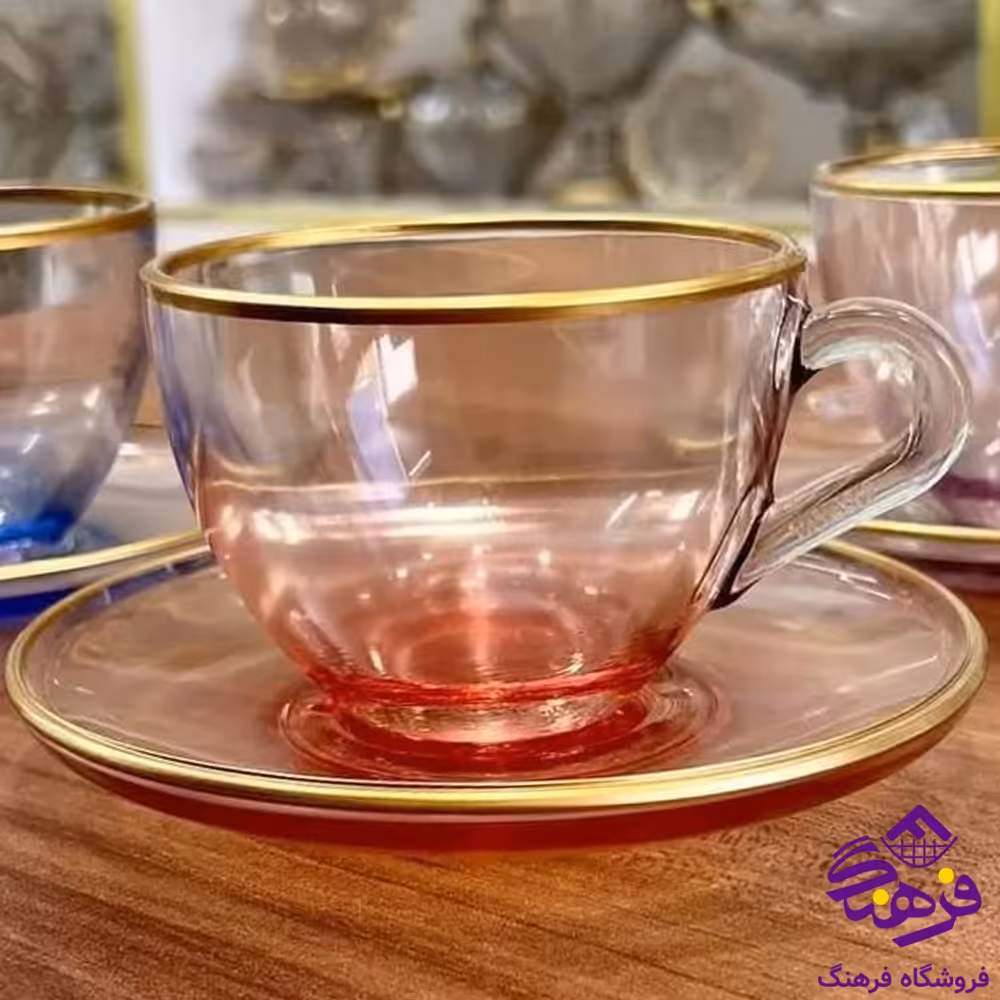 فنجان نلبکي کورالو کاوه لب طلا 4دک