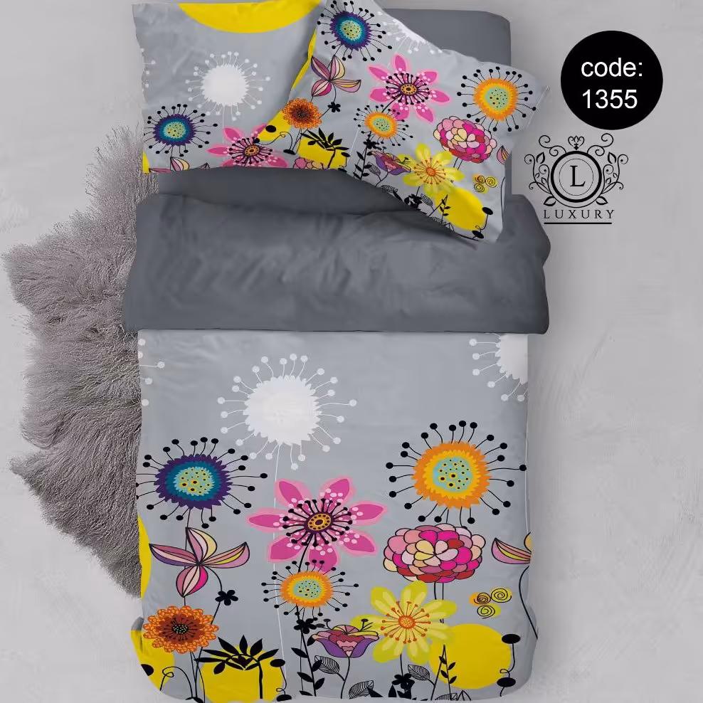 سرویس  روتختی تکنفره 4تکه چاپی قابل ست با پرده با انتخاب جنس پارچه کد1355